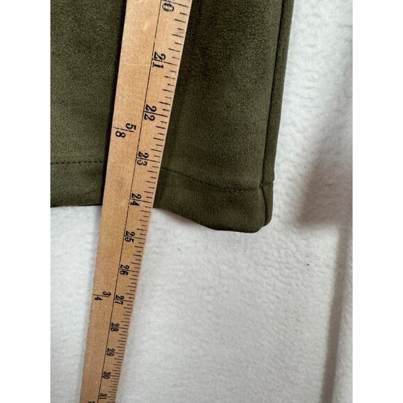 Nanette Lepore Kick Crop Suede Pants 90s Olive sz XL - Picture 7 of 9